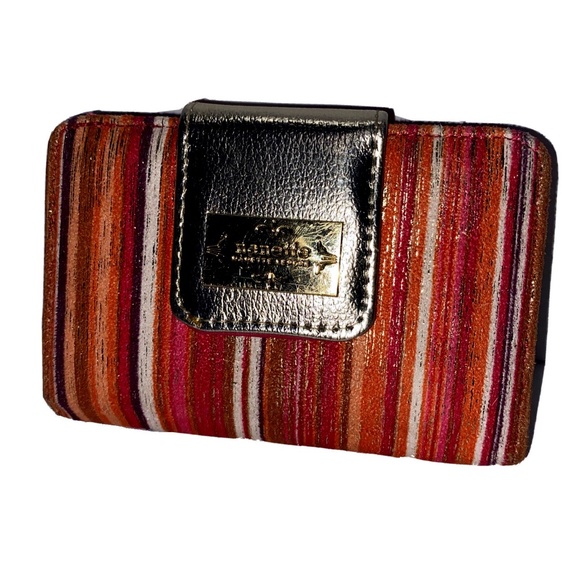 Nanette Lepore Handbags - Nanette Lepore Stripe Wallet 6" Gold & Pink & Orange & White-